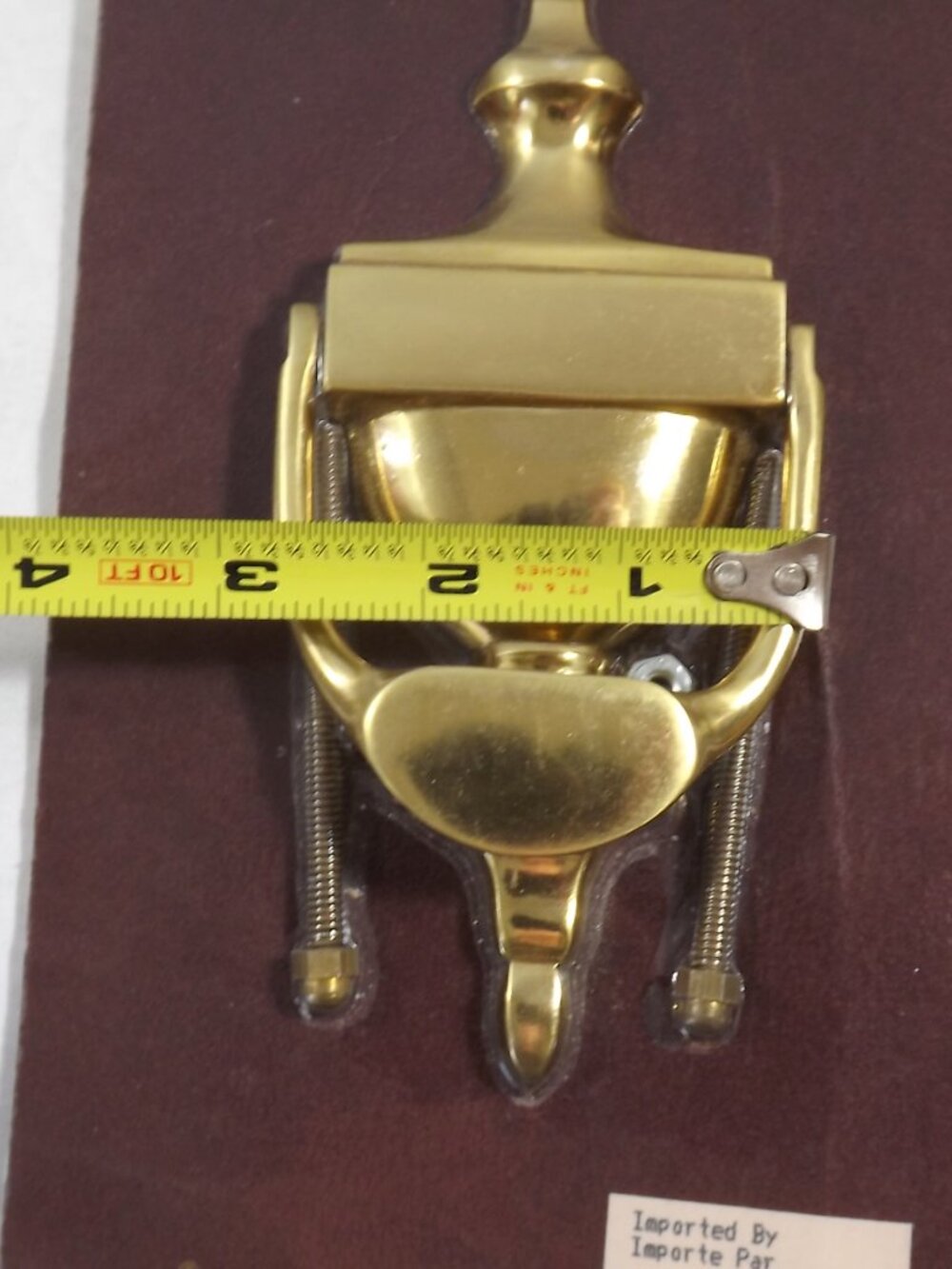 Elegante Solid Brass Door Knocker - Polished Gold Finish - Picture 6 of 6